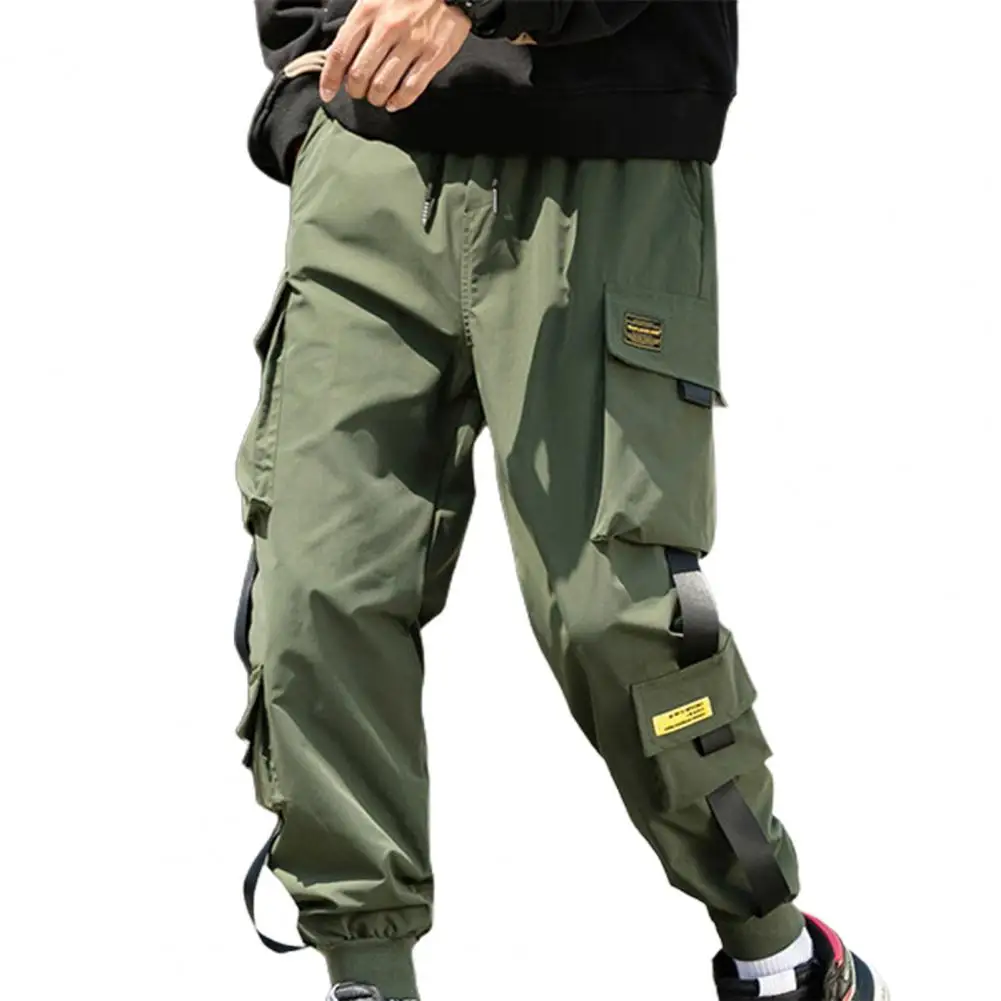 Men Cargo Pants Ankle-banded Multi Pockets Jogger Pants Flap Pocket Loose Type Streetwear Hip Hop Men Trousers Casual Pants