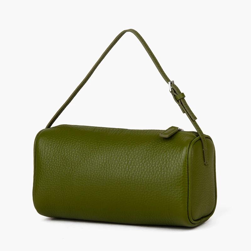 Donna-in volnerf kalfsleer mini-handtas voor dames Echt leer met schouderband Tonvormige crossbody portemonnees