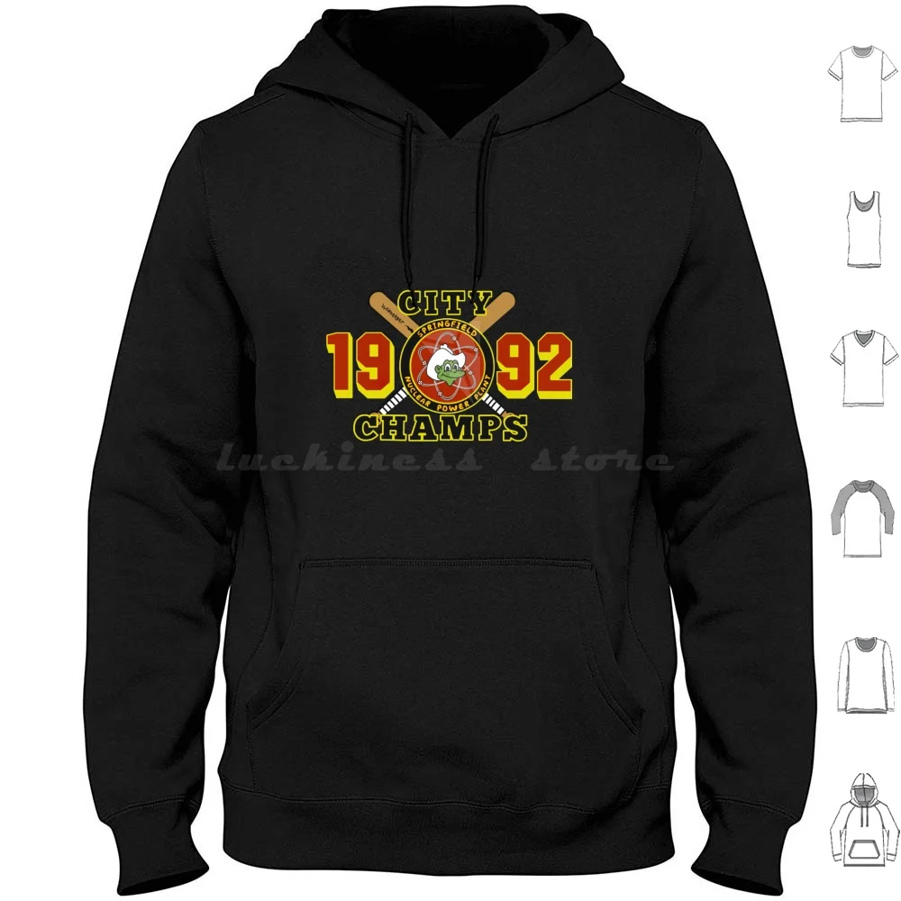 1992 City Champs Springfield Nuclear Plant Hoodies Long Sleeve The Funny Homer Meme Bart Lisa Cartoon 90s Marge Tv