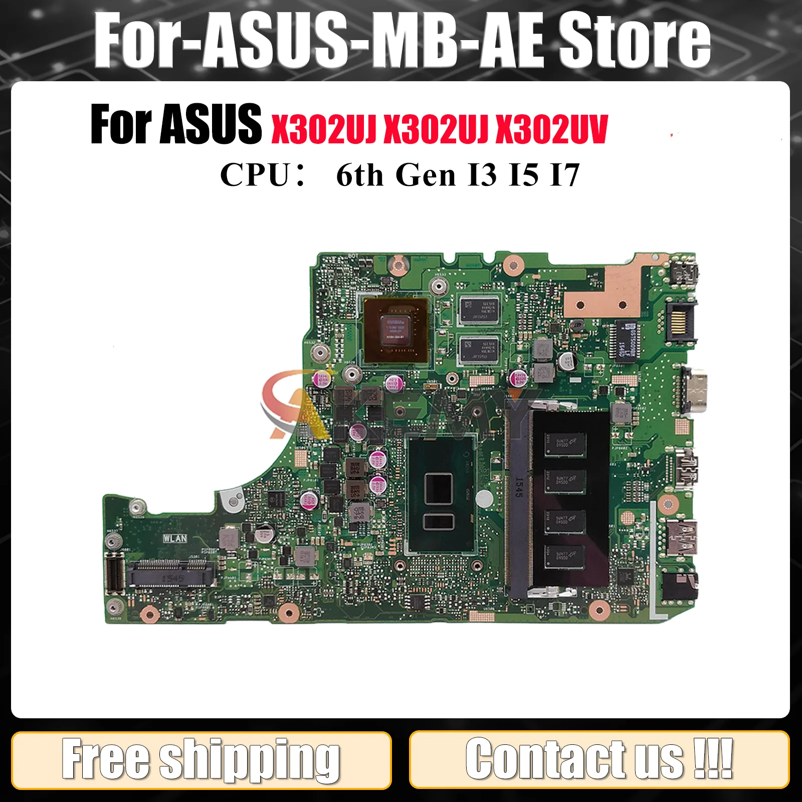 

X302UJ Laptop Motherboard For ASUS VivoBook X302UJ X302UV X302U Notebook Mainboard With I3 I5 I7 CPU 100% tests OK fast shipping