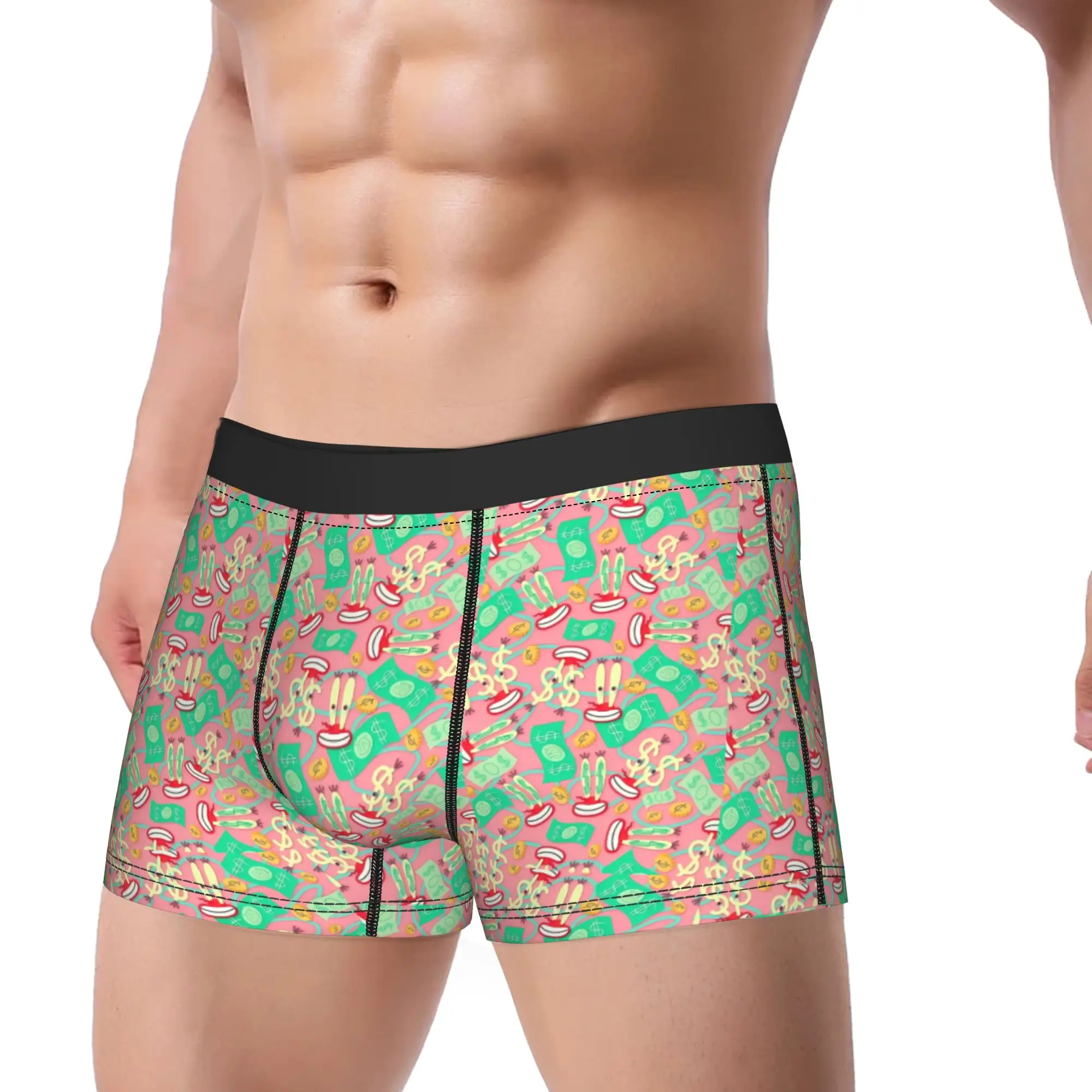 SpongeBobs Macaron Character Floral Boxershorts  3D Pouch Underwear Trenky Boxer Brief Comfortable Men's Underpants Big Size