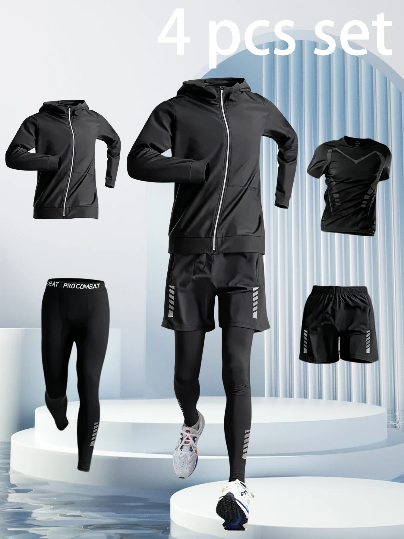 

The 2025 new running set of four pieces is comfortable, breathable, soft and flexible, suitable for morning exercise