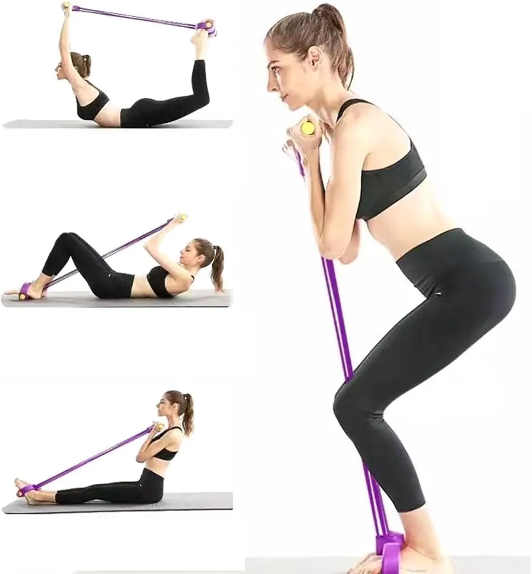 6 Tube Pedal Tension Rope 21 Fitness Resistance Bands, Yoga Handle Bands Exerciser Multifunctional Pull Rope Fitness Equipment for Arm, Abdominal, Waist, Leg Stretching, Body Shaping Training