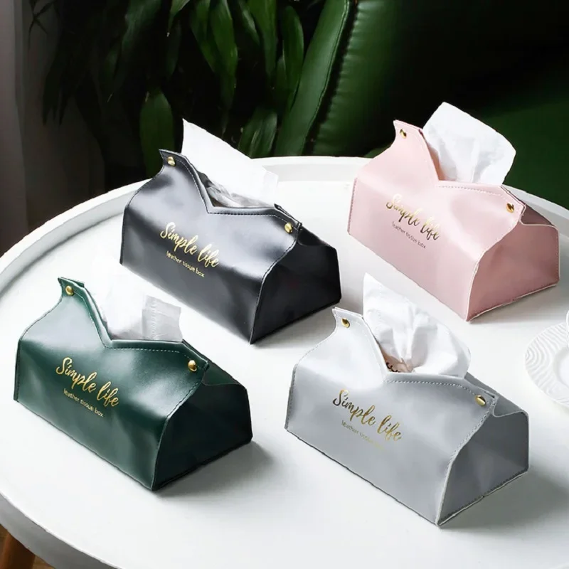 Leather Tissue Box Napkin Holder Car Tissue Box Home Living Room Holder Case Storage Hotel Carton Household Home Large Storage