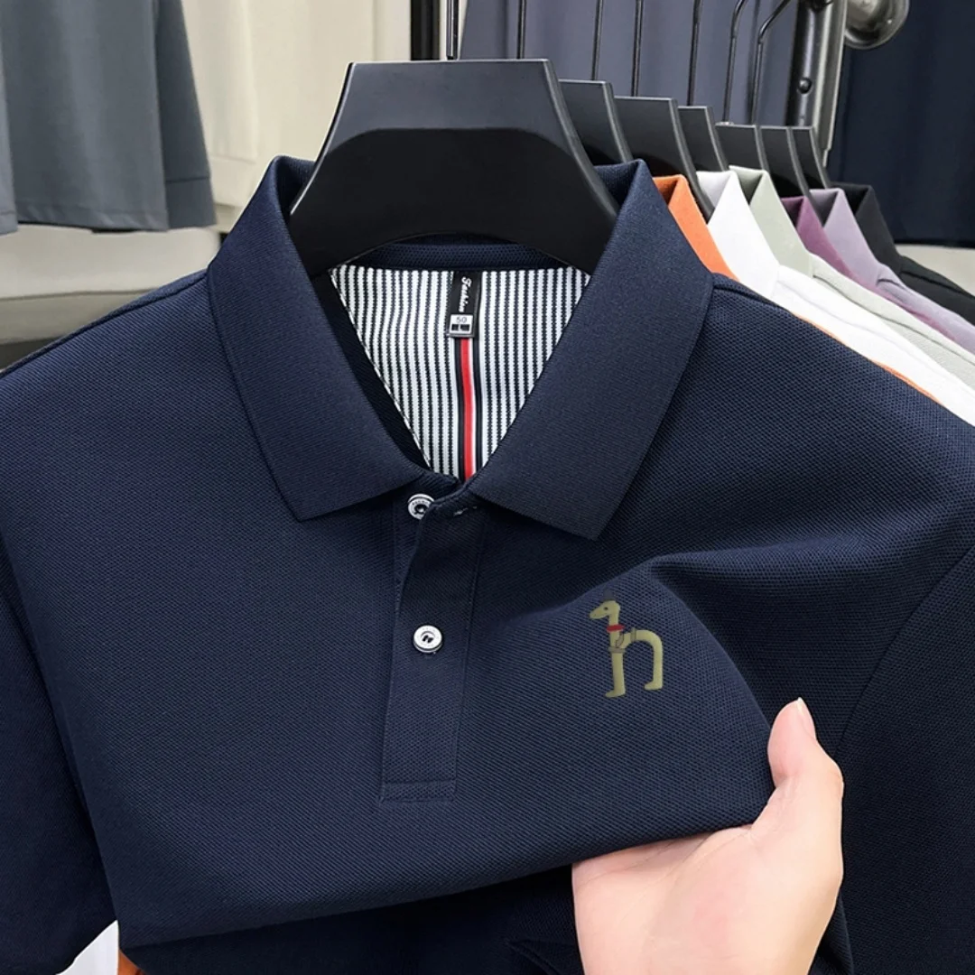 

Original Quality 100Cotton Men's Polo Shirt Lapel Short Sleeve T-Shirt Summer New Exquisite Print Breathable Business Menswear