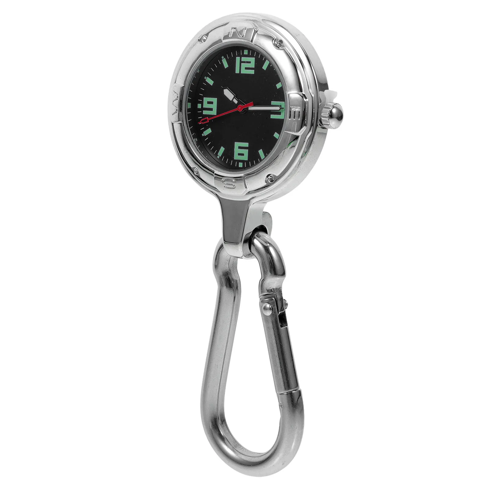 

Mountaineering Watch Unisex Pocket Travel Outdoor Clip Hook Hanging Climbing Quartz Alloy Glass Lightweight Portable Mens