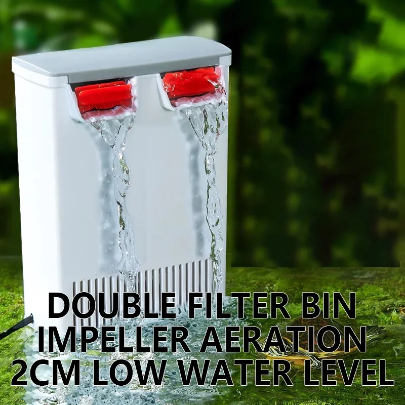 

Turtle Tank Low Water Level Filter Double Filter Bin Water Purifier 865ML Large Capacity Filter Box Energy-saving Water Changer
