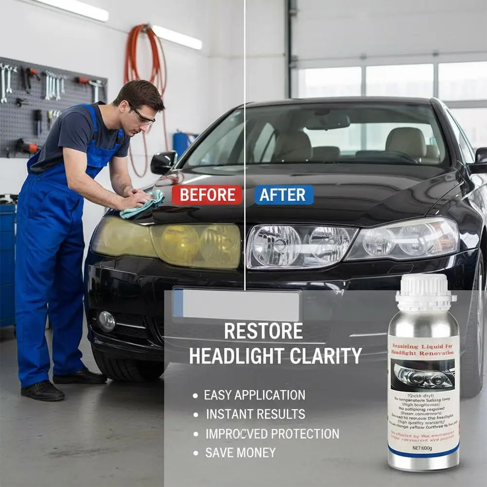50/200/600ml Car Headlight Polish Repair Agent Coating Liquid Scratch Refurbishment Headlights Cleaning Tools