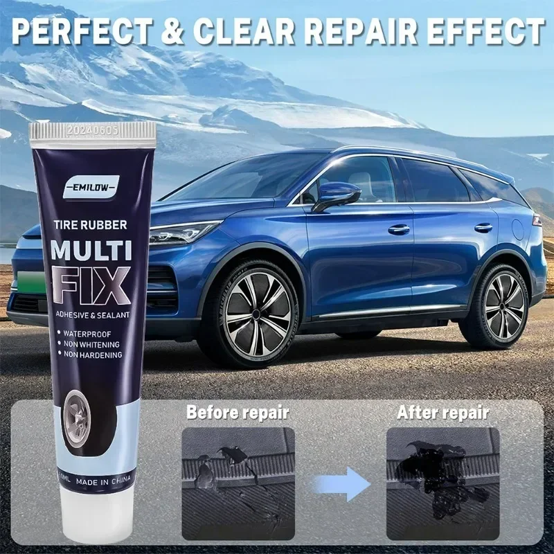 Tire Rubber Multi Fix Adhesive Sealant Waterproof Non-Whitening Non-Hardening Flexible Repair Glue for Car Cracks Damage Amagi