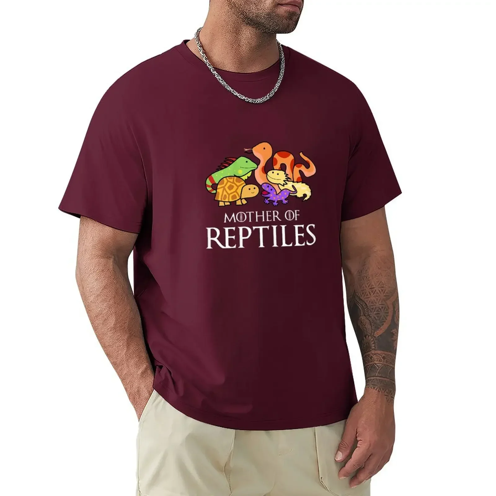 T-Shirt New Edition Vintage Clothes Mens Mother of Reptiles T Shirt Bearded Dragon Snake Lizard Lover T-Shirt Clothing Summer