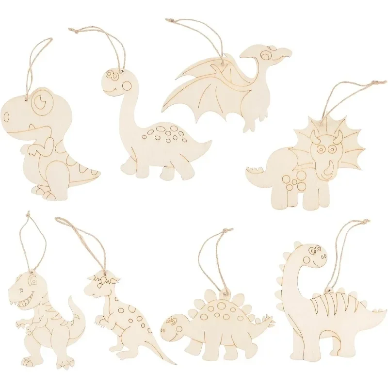 

24PCS Wooden Dinosaur Cutouts Unfinished Animal Pieces Rustic Slices Wood Drawing Pendant Animal Craft Embellishments