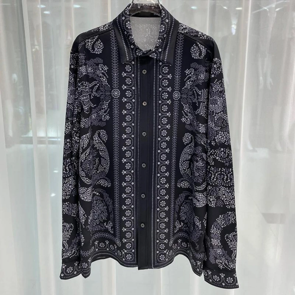 

Europe 2023 Autumn Fashion Men High Quality Print Casual Long Sleeves Shirt Tops C573