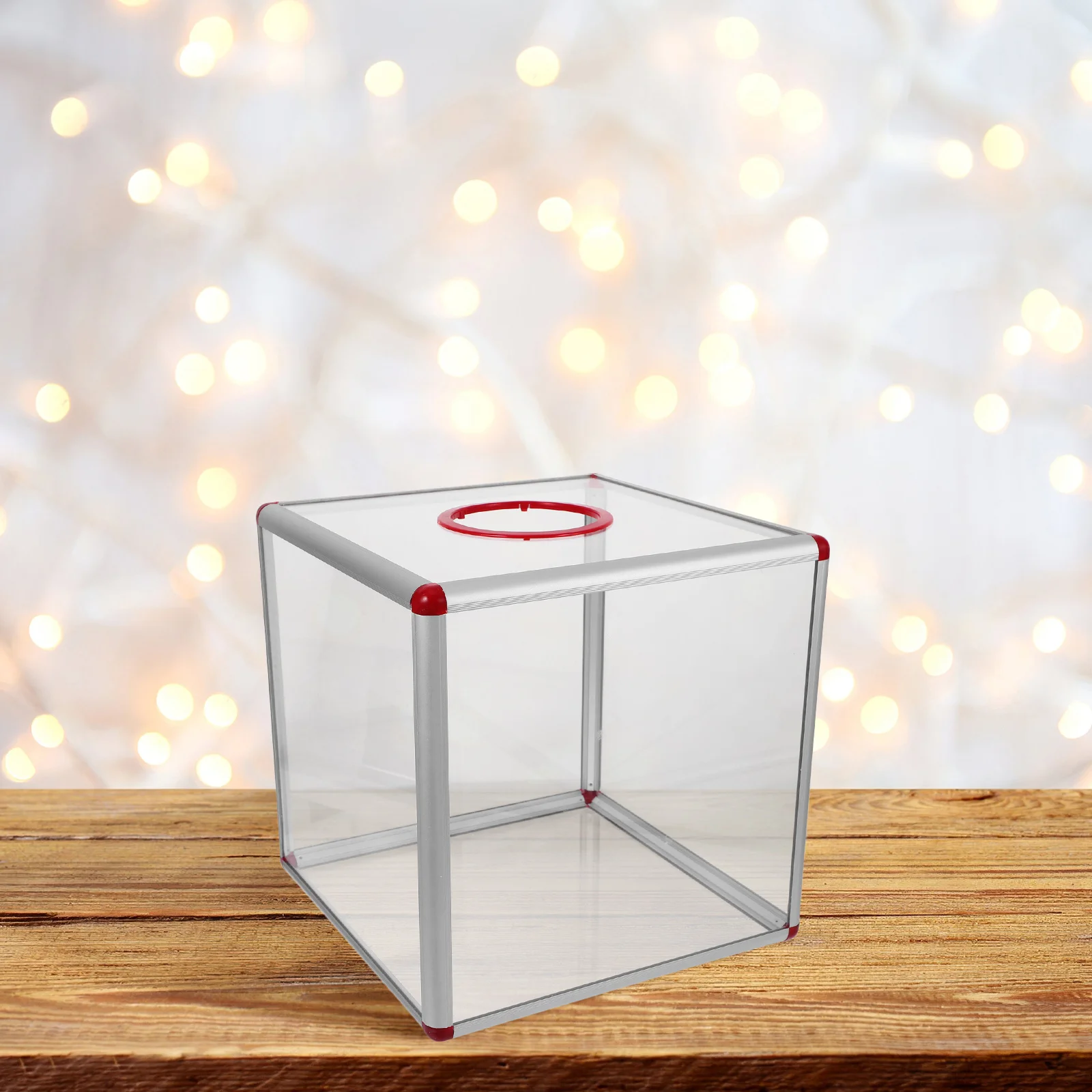 صندوق تبرع تذكرة السحب الكبير من الأكريليك الشفاف، صندوق تجميع التصويت الشفاف للمناسبات والحفلات ورسم تركيب الصمامات