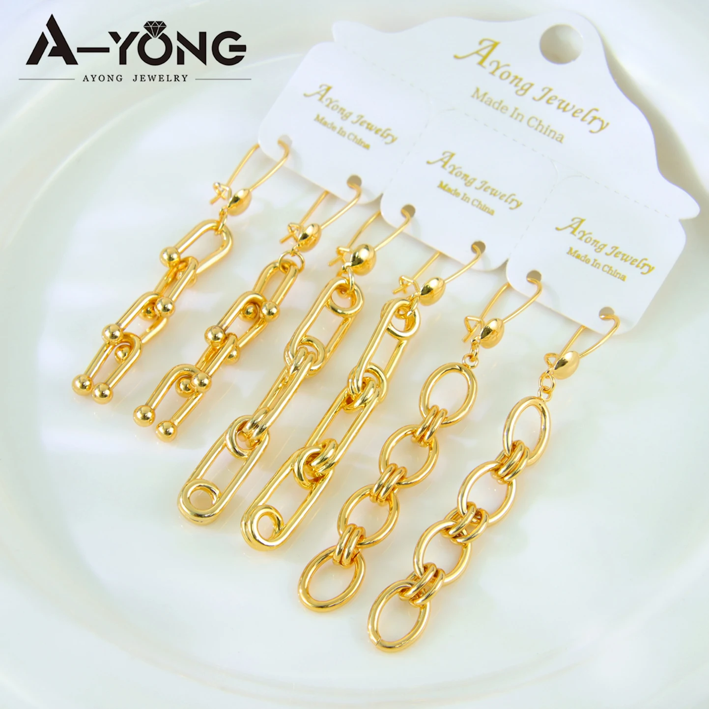 Pendientes largos chapados en oro de moda árabe, Color dorado de 21k, pendientes de gota para mujeres musulmanas, regalos de joyería para fiesta y boda nupcial de Dubái