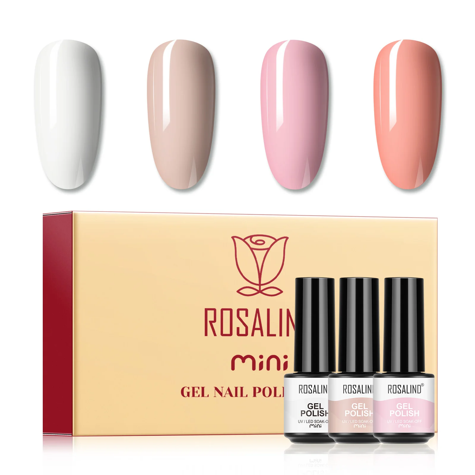 ROSALIND Mini Bottle Shiny Nail Gel Nail Polish Set Semi Permanent Soak Off DIY Gel varnishes Kit Base Top Coat Nail Art