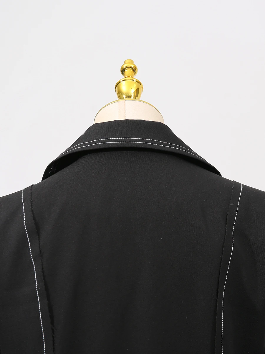 VGH Office Fashion Spring Trench for Women Laple Long Sleeve Patchwork Button Temperament Maxi Length Coat Female Style Clothing