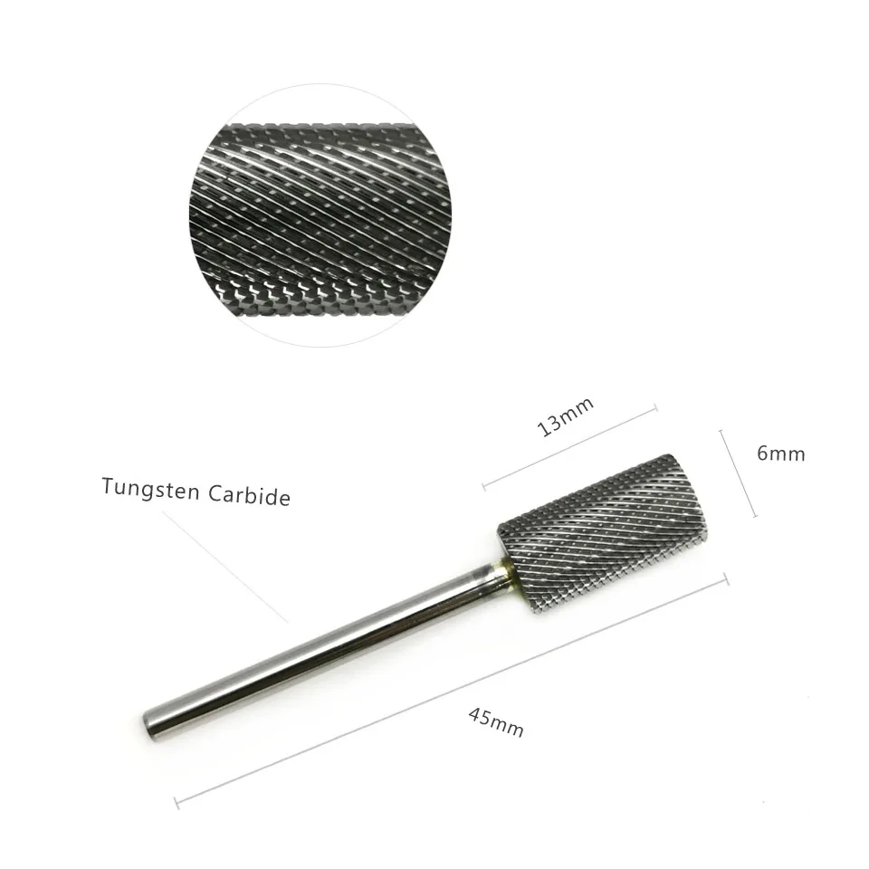 HYTOOS F Large Barrel Carbide Bits for Nails Rotary Milling Cutter For Manicure Electric Drill Bit Accessories Gel Remove Tool