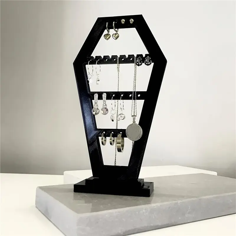 【RECOMMEND】Gothic Style For Halloween Organizer Earring Display Stand Tombstone Vintage Creative Jewelry Office Home Holiday Gif