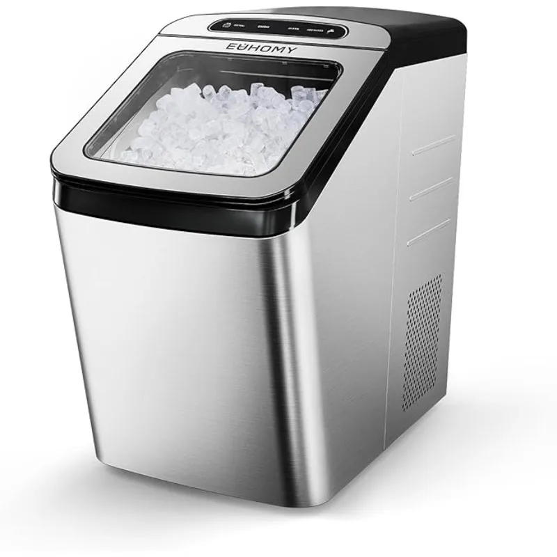 EUHOMY Nugget Ice Maker Countertop, Max 34lbs/Day, 2 Way Water Refill, Self-Cleaning Pebble Ice Maker Machine with 3Qt Reservoir