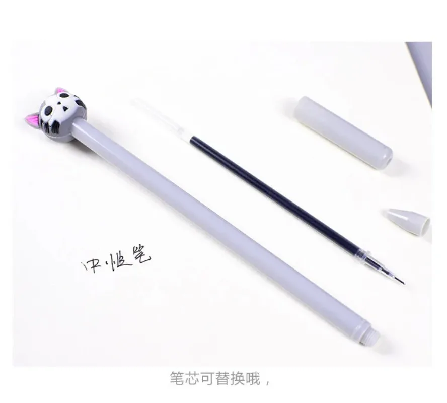 24 pcs Cartoon Cute Cat Neutral Pen Black Signature Pen Student Stationery Kawaii School Supplies