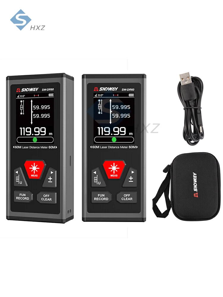 

SW-DR60 двойной лазерный дальномер 200 м двусторонний лазерный дальномер цифровой дальномер перезаряжаемый лазерный измерительный инструмент
