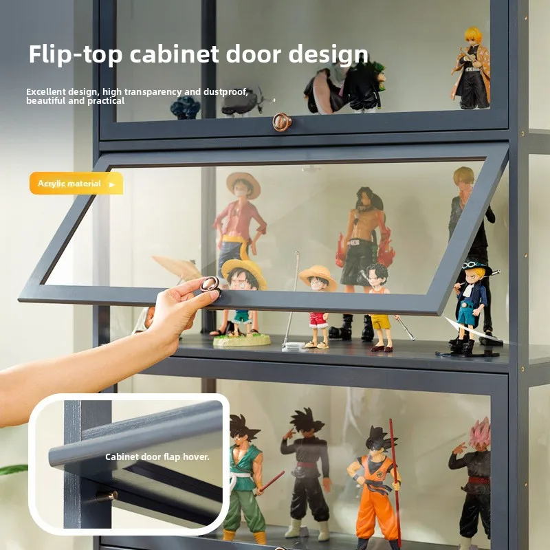 Figure Display Cabinet Imitation Glass Transparent Dust-proof Display Cabinet Lego Toys Acrylic Storage Box Bookcase Shelf image 3