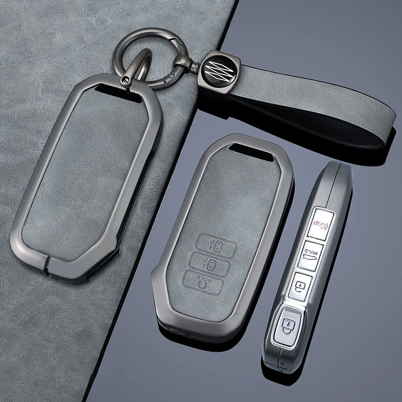 leather Zinc Alloy Car Key Case Cover For Kia K5 K7 K8 EV6 V6 Sportage Ray Sorento MQ4 Soul Telluride Cerato Keychain