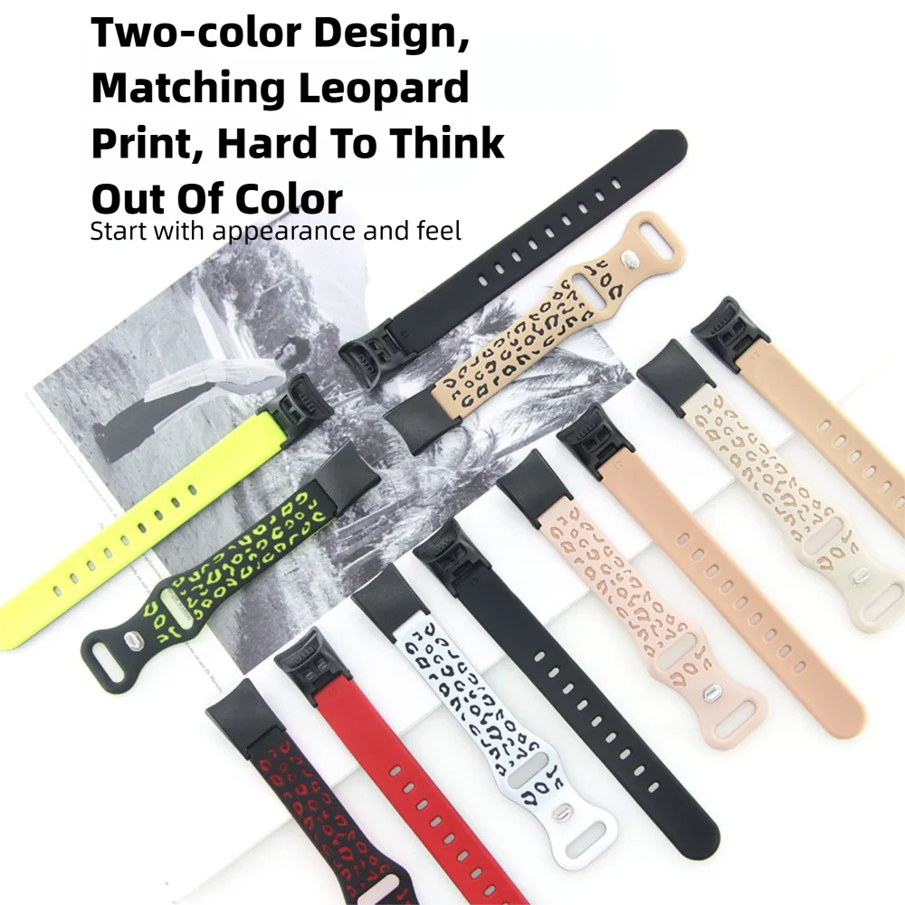 حزام بطبعة الفهد لسوار Honor Smart Band 5 4 سريع الإصدار وخفيف الوزن من السيليكون لساعة Honor Band 5 4