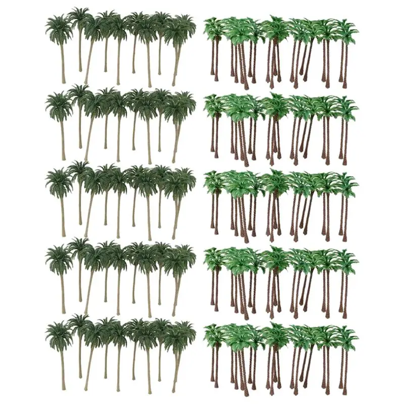 

ABKO-200 Pcs Coconut Palm Model Trees/Scenery Model Plastic Artificial Layout Rainforest Diorama