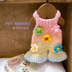 Flower Sweater Straps Dogs Clothing Pet Fashion Dress for Dog Clothes Small Costume French Bulldog Cute Summer Girl Collar Perro