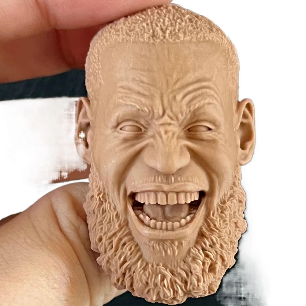 1/6 Scale Bearded Male Resin Head Sculpt Unpainted Carving Accessory for 12 Inch Action Figure Custom Modding