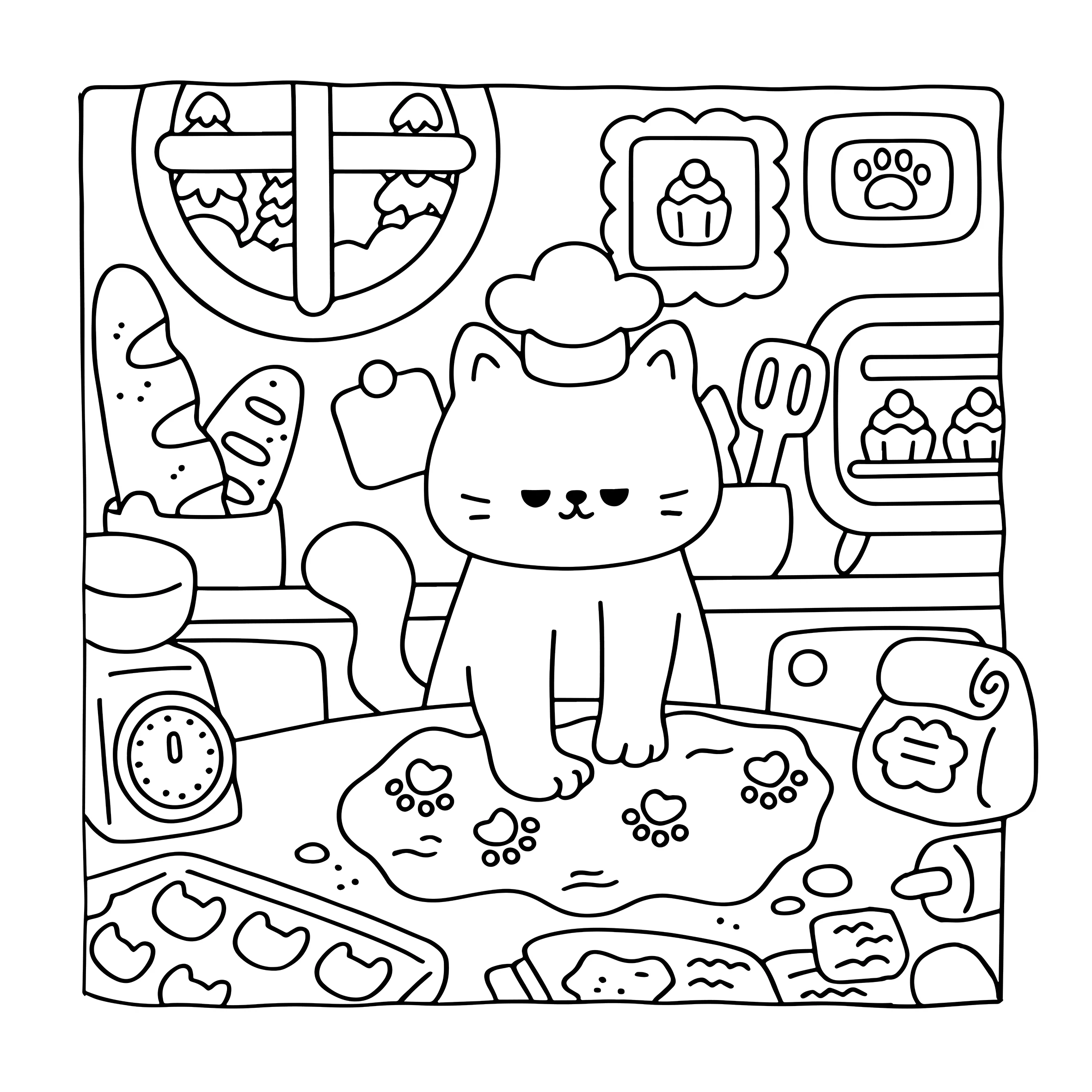 24 Sheets Cat Illustrations Co - Food And Snacks Coloring Book recension och pris