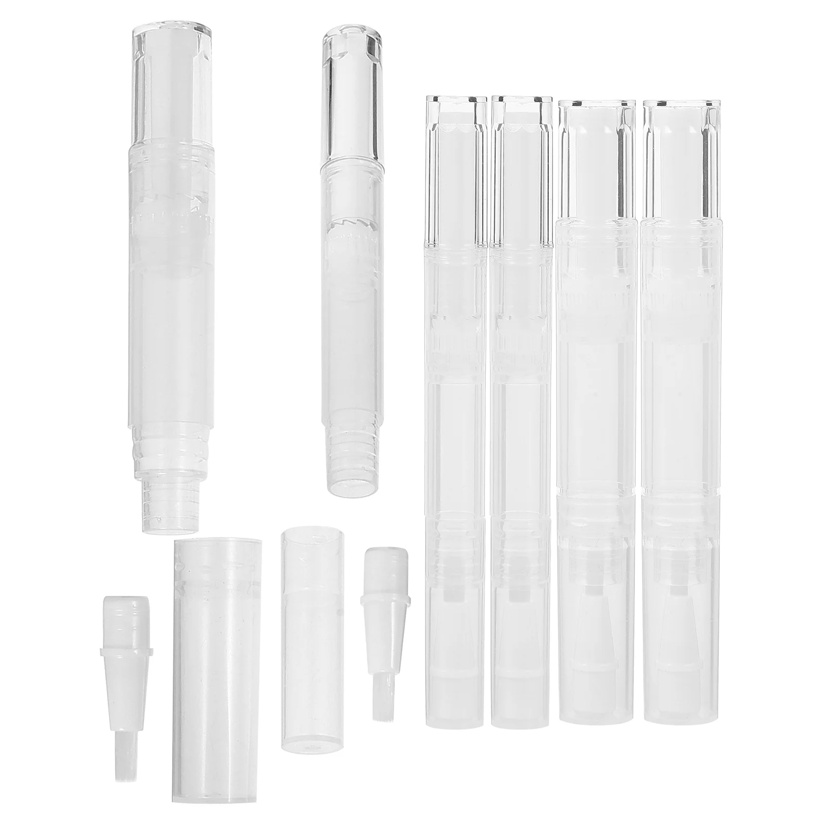 6 Pcs Nail Oil Cuticle Bottle Empty Pens Double Eyelid Polish Pp Refillable Lip Gloss Tubes