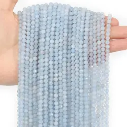 2/3/4 millimetri 15 '' Sfaccettato Naturale Acquamarina Perline di Pietra Branelli Allentati Per Pendenti E Ciondoli Creazione di Gioielli Fai Da Te Piccolo Braccialetto di Perline All'ingrosso