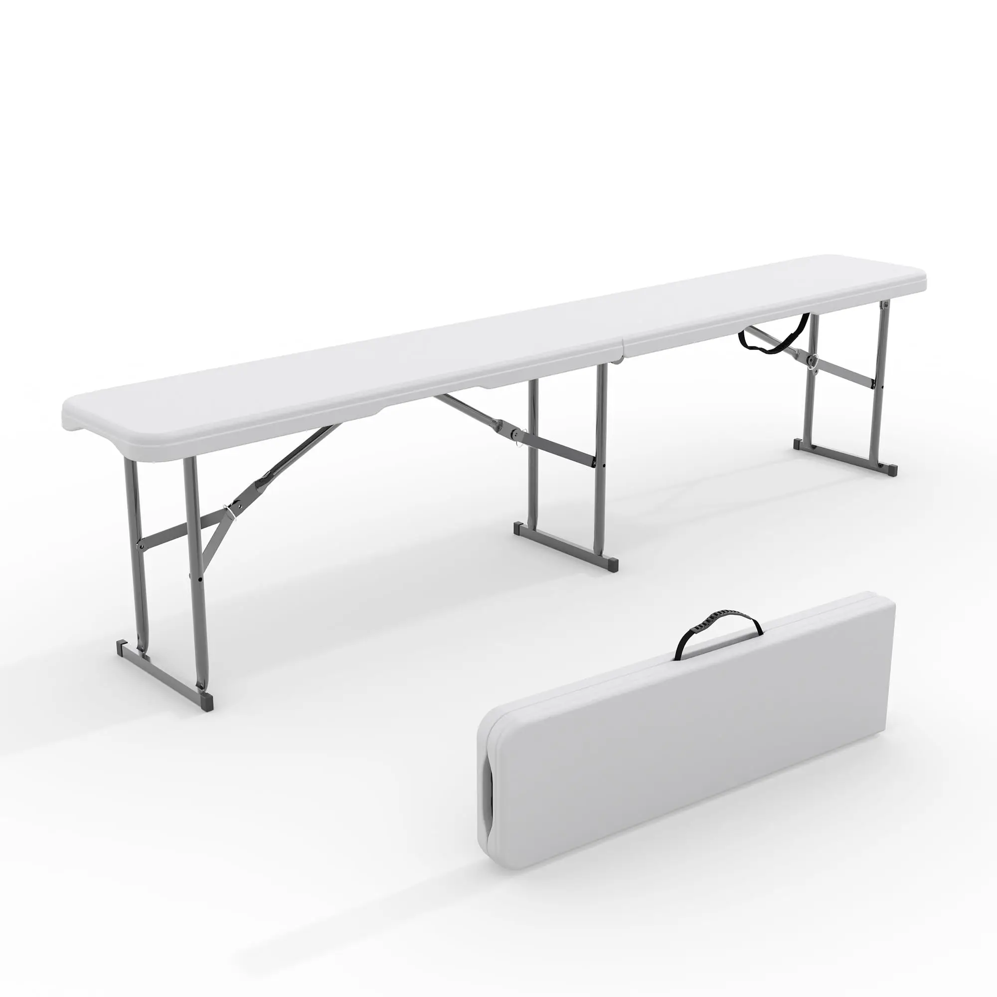 

Portable Folding Bench 6 Foot, Plastic Foldable Bench HDPE BenchTop with Carrying Handle for Outdoor Picnic Camping Party Sports