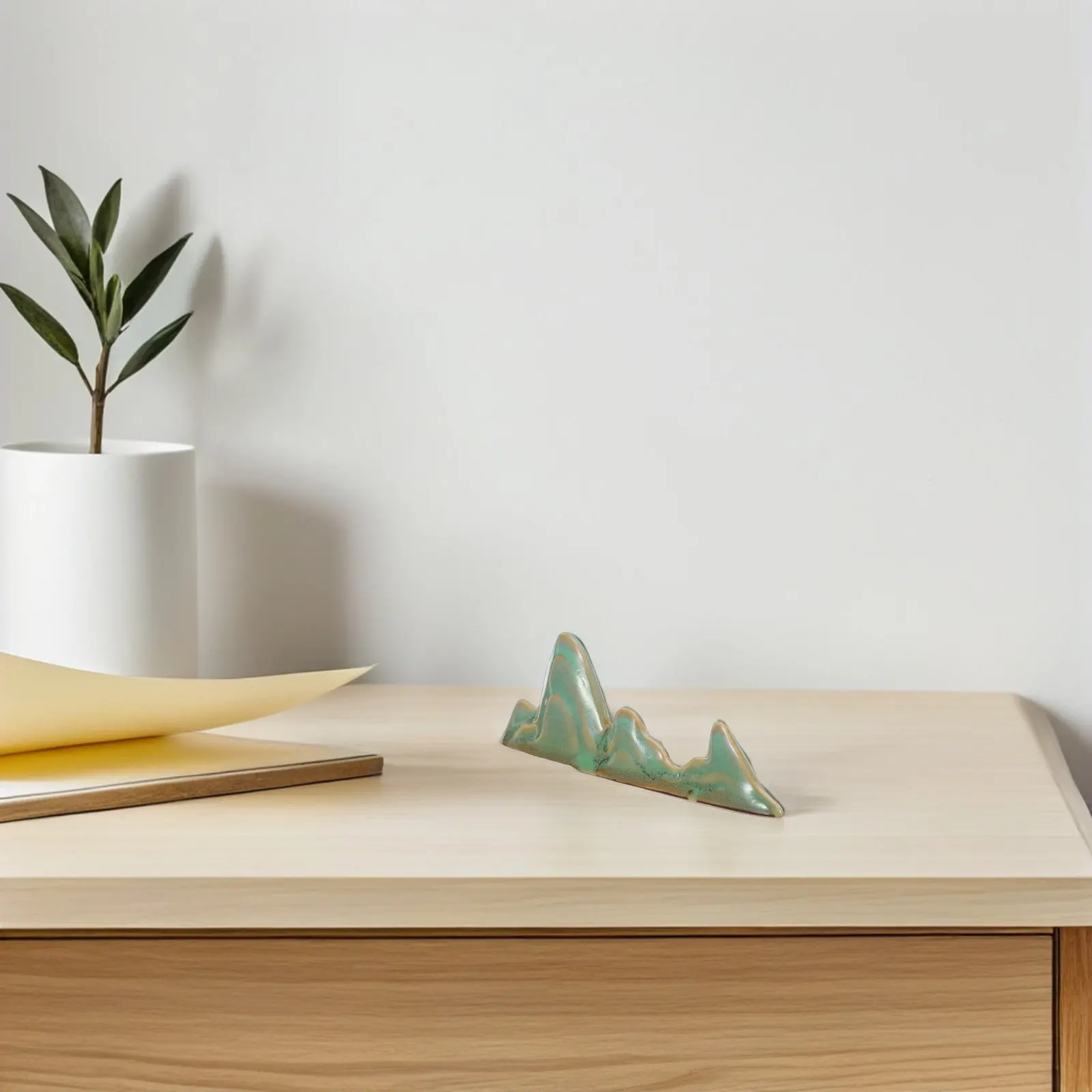 Ceramic Brush Stand Mountain Shape Stable Holder for Chinese Calligraphy Paintbrush Organizer Ink Brush Rest Desktop Art Tool