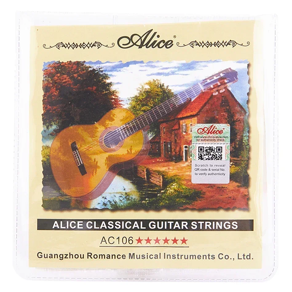 Alice AC106 Classical Guitar Class Guitarra Strings Set Normal/Hard Tension Nylon Core Silver Plated Copper Wound