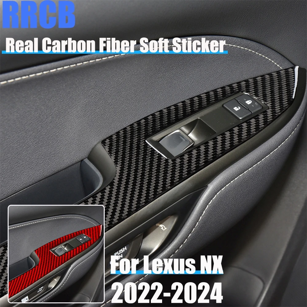

Real Carbon Fiber Car Accessories Window Lifting Panel Cover Soft Sticker For Lexus NX260 NX350H NX400H NX450H 2022 2023 2024