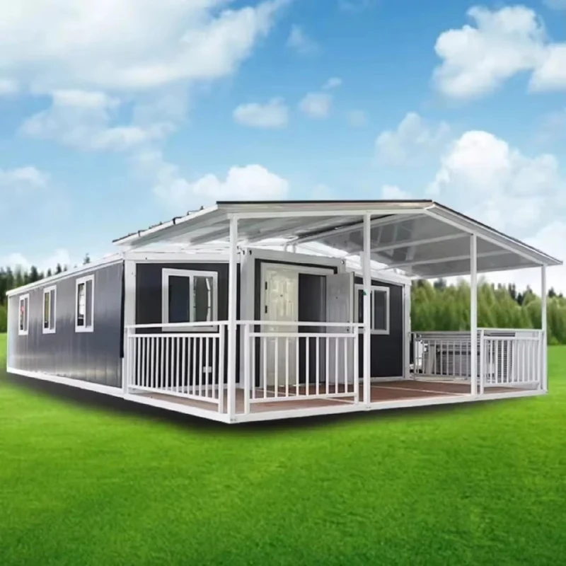 

Modular Foldable Container Home with Terrace, Glass Sliding Door, Modern Design Prefab