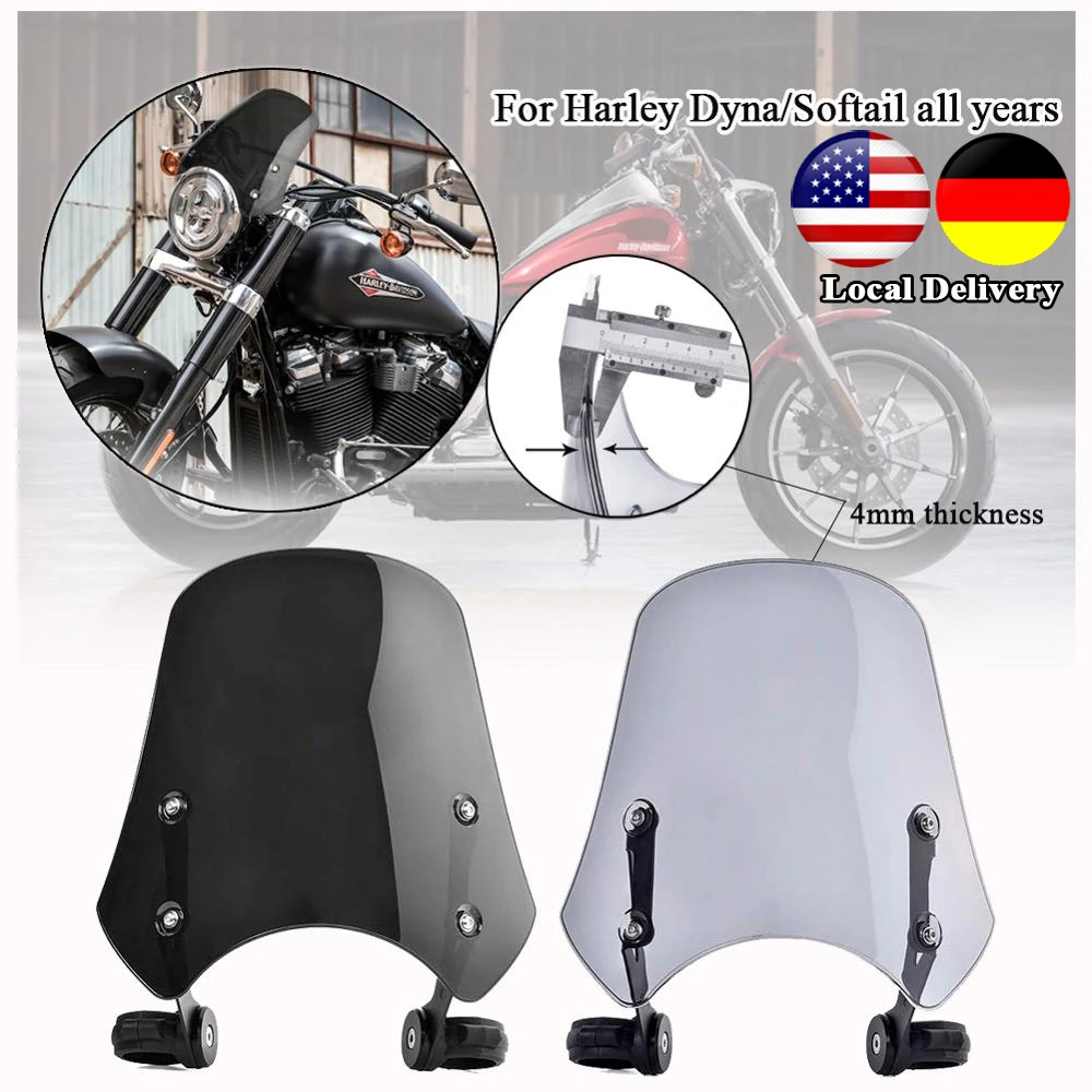 

Motorcycle Windscreen Windshield Air Flow Deflector Flyscreen For Harley Dyna FXDF Street Bob Super Glide Softail Deluxe 500 750