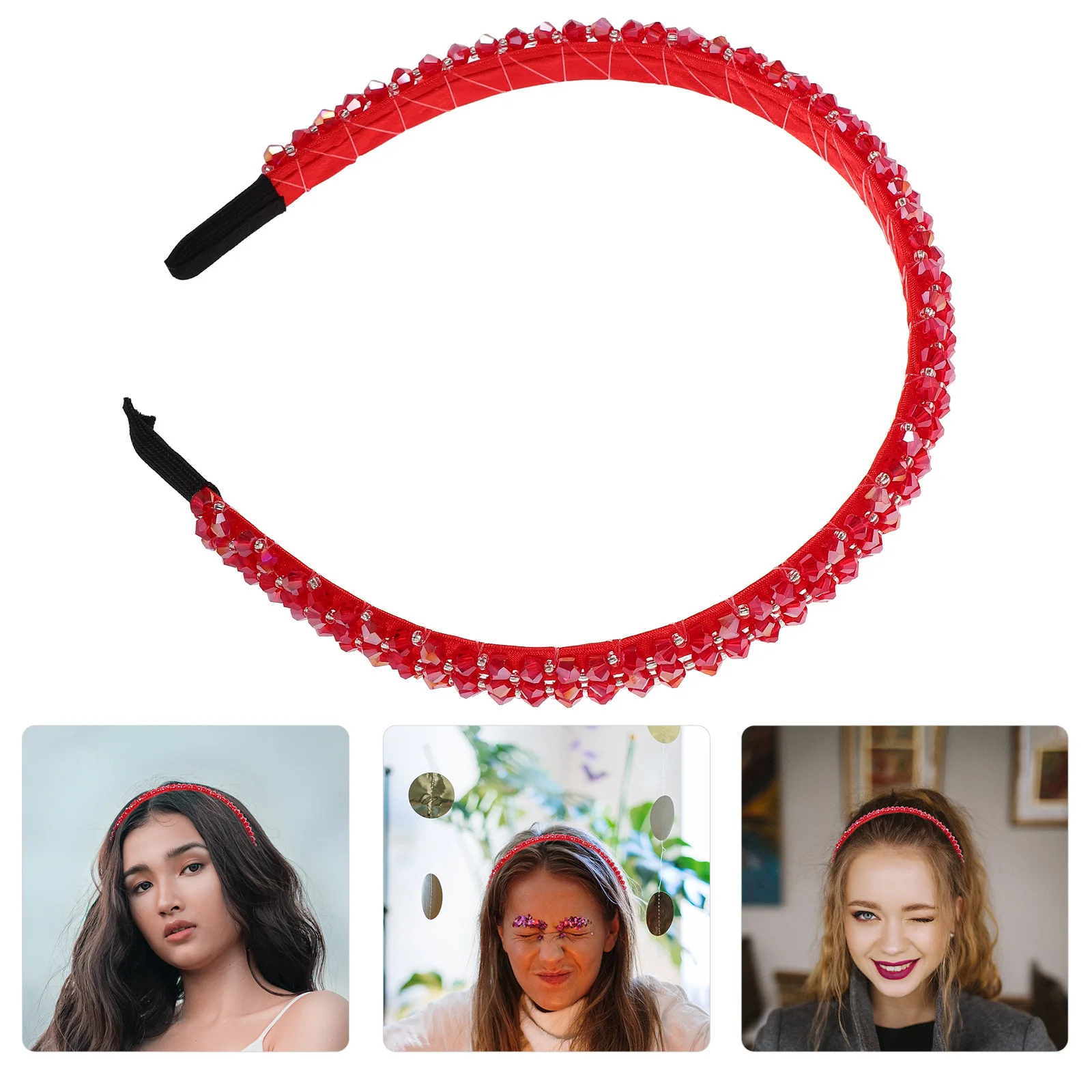 

Красная повязка на голову с кристаллами для женщин, свадебный аксессуар для волос, повязка для вечеринок, свадеб, выпускных, юбилеев, красная повязка для волос, кристальные повязки на голову
