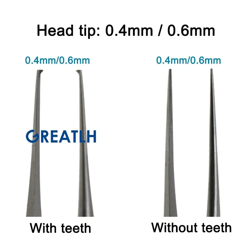 GREATLH 0.4mm 0.6mm Teeth/teethless Forceps Edison Tweezers Tissue Forceps Fine Head Double Eyelid Plastic Surgical Tool