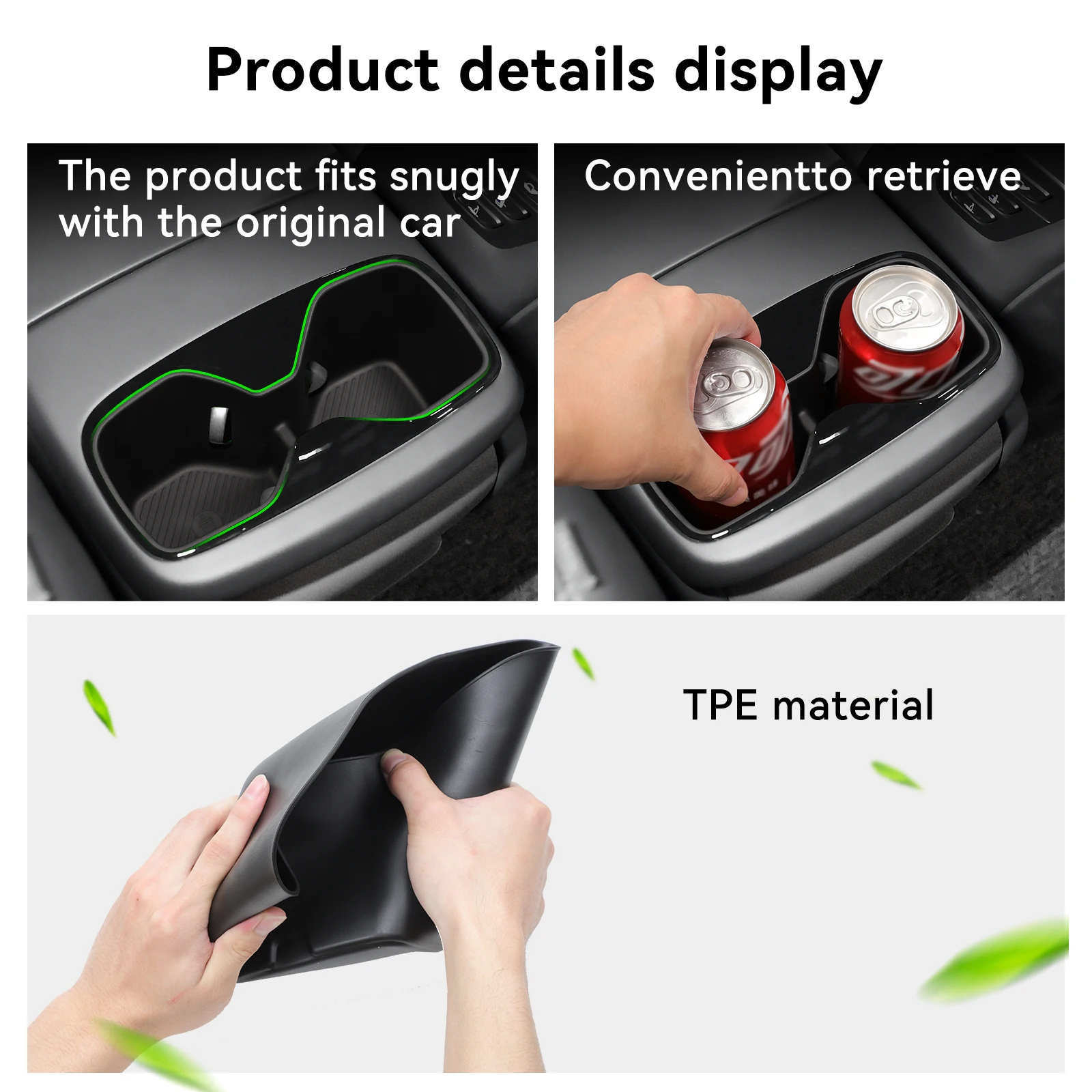 لكيا EV9 2024 2025 TPE مسند الذراع الخلفي كأس الماء حامل صندوق تخزين صينية منظم اكسسوارات السيارات الداخلية أسود