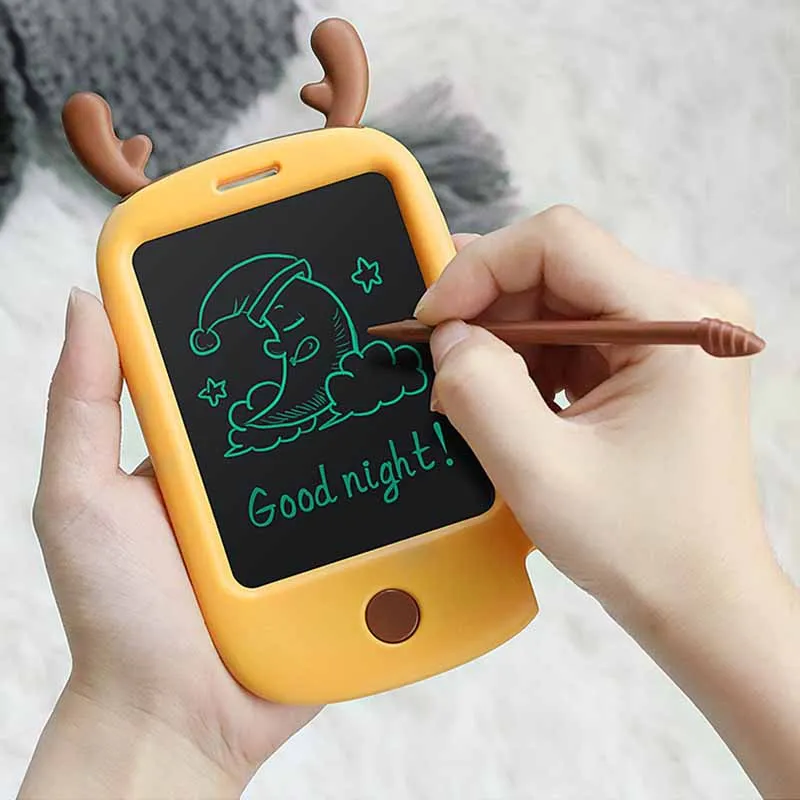 Children's Cartoon Deer Modeling 4.4-inch Simulation Cell Phone Drawing Board Cute LCD Electronic Graffiti Drawing Board Toys