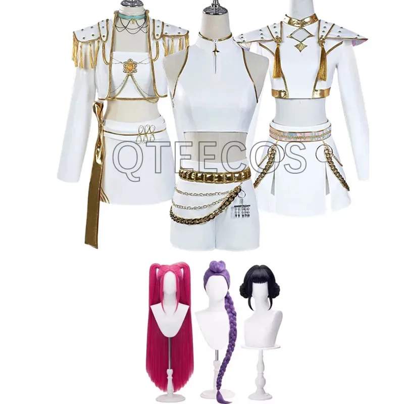 

aa124LQDemon Hunters KPop Косплей Костюм Руми Мира Зои Белый Поющий Костюм Женский Хэллоуин Карнавальная Вечеринка Ролевой Наряд