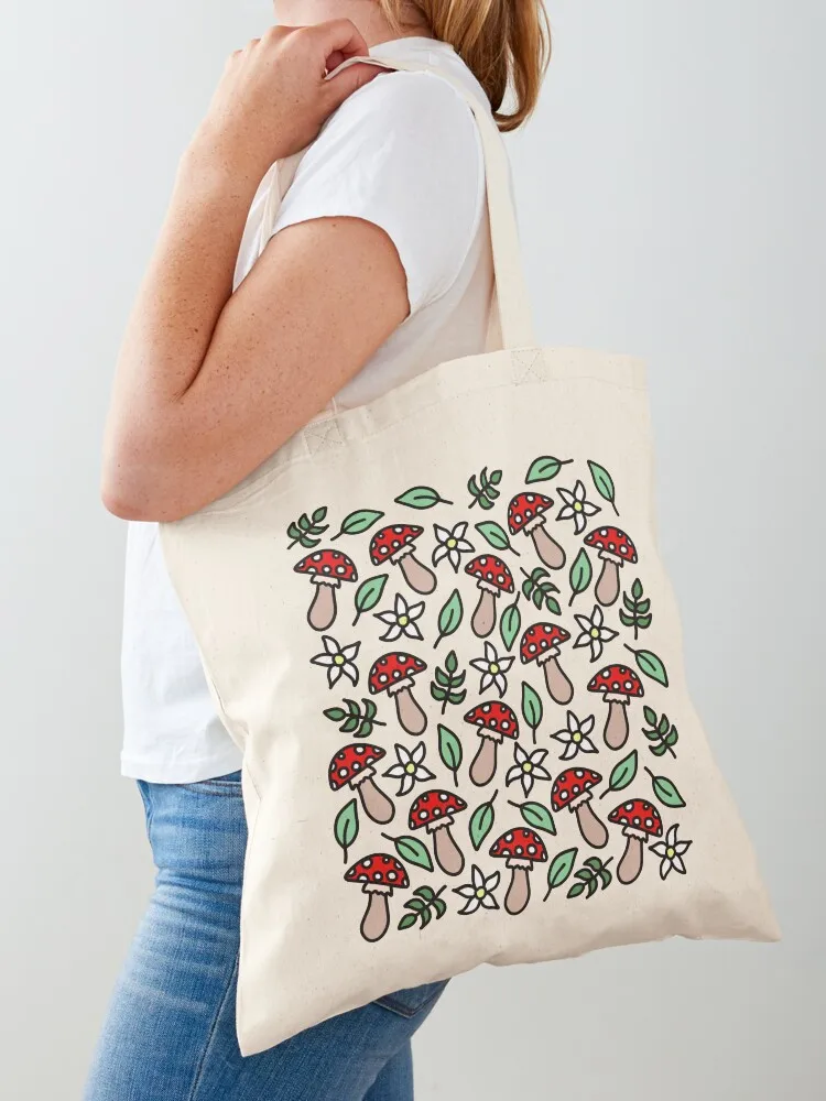 Cute Whimsical Mushroom Fairy Garden Doodles, made by EndlessEmporium Tote Bag hand bag female bag Canvas Tote