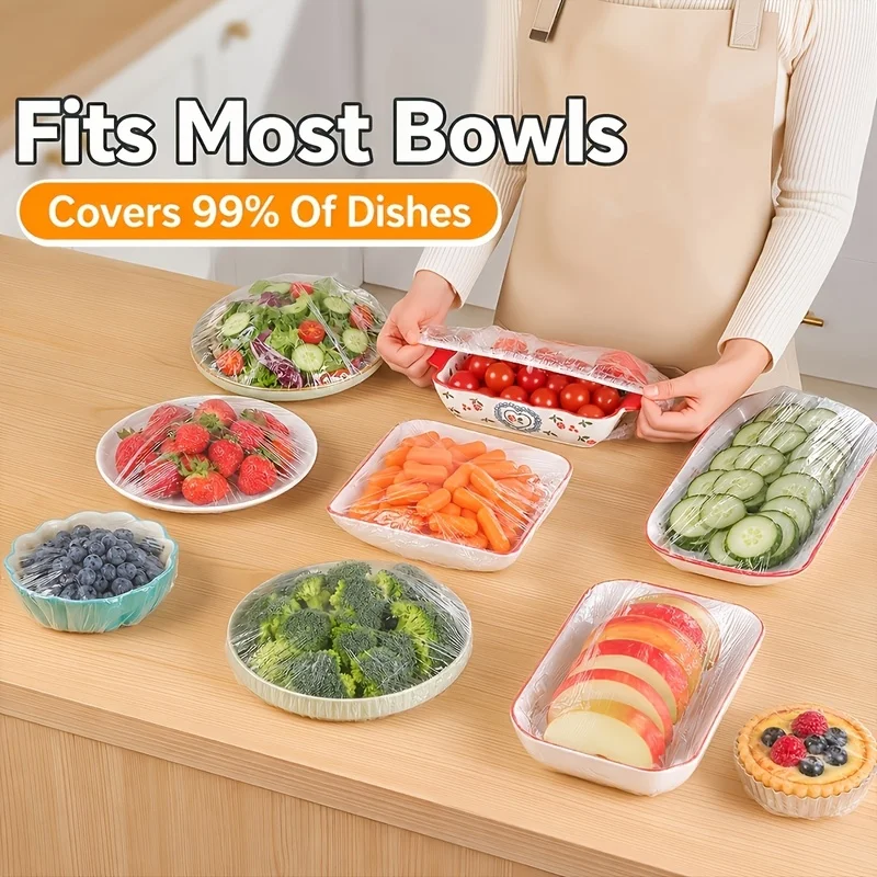 200A Reusable Elastic Food Cover - Made of Durable Food-Grade Plastic, Has Stretchability and Tear Resistance, Can Keep Food Fre