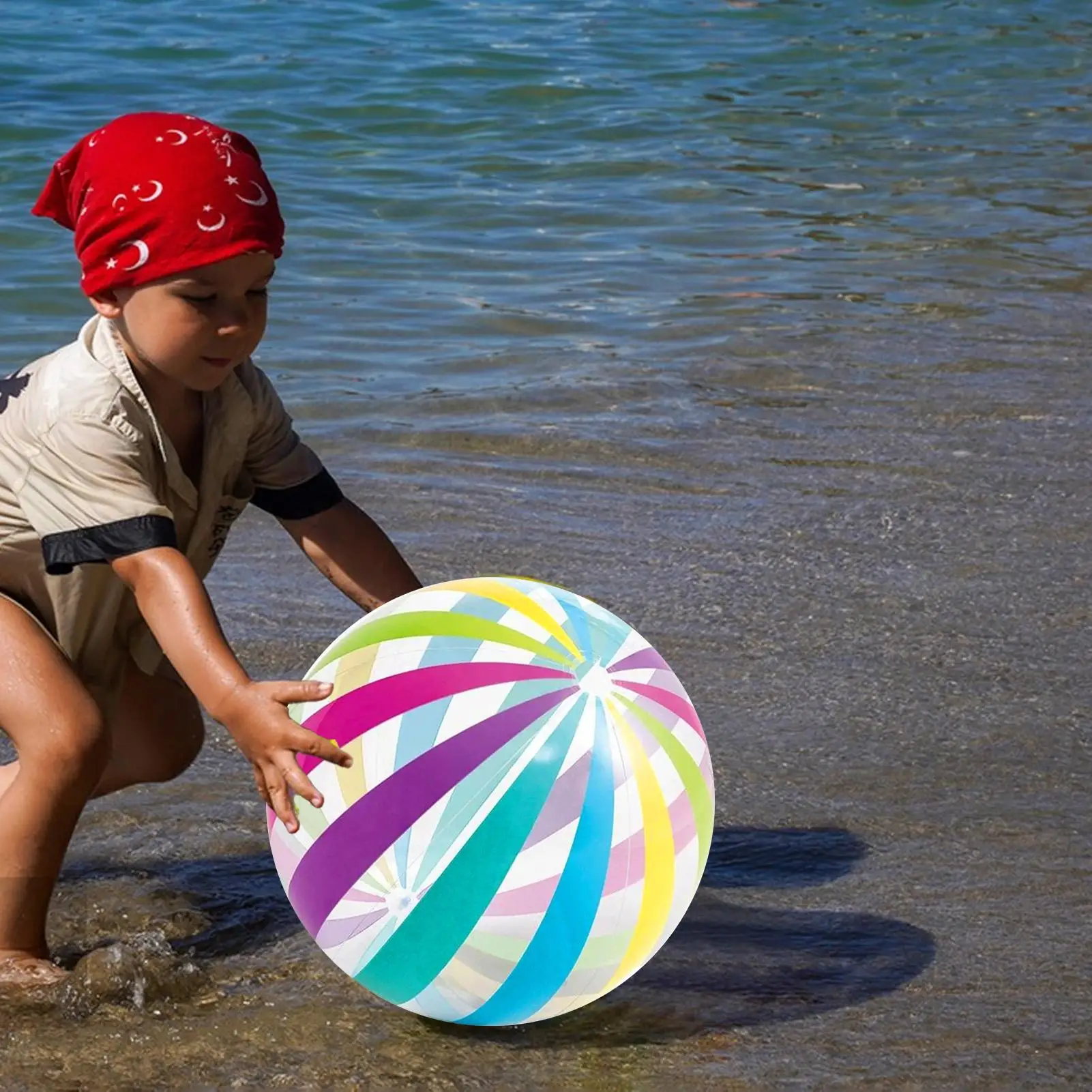 子供用ビーチボール、膨らませるスポーツトレーニング玩具、耐摩耗性ポータブル16インチビーチボール、チームスポーツ、パーティー、プール、学校用