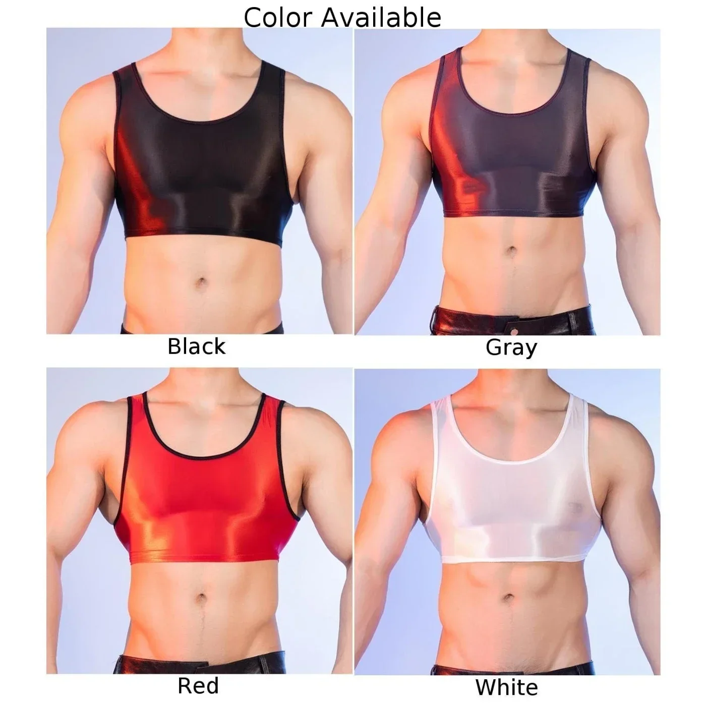 Chaleco deportivo brillante para hombre, camisetas sin mangas con cuello en U, lencería erótica elástica transparente para Yoga, Fitness, ropa de discoteca