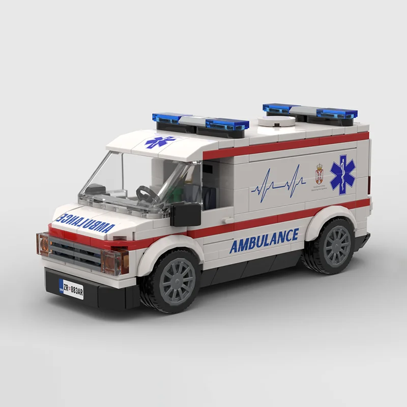 City Cars Model Moc Building Bricks Modular Medical Service Ambulance Technology Blocks Christmas DIY Toy Construction Gifts